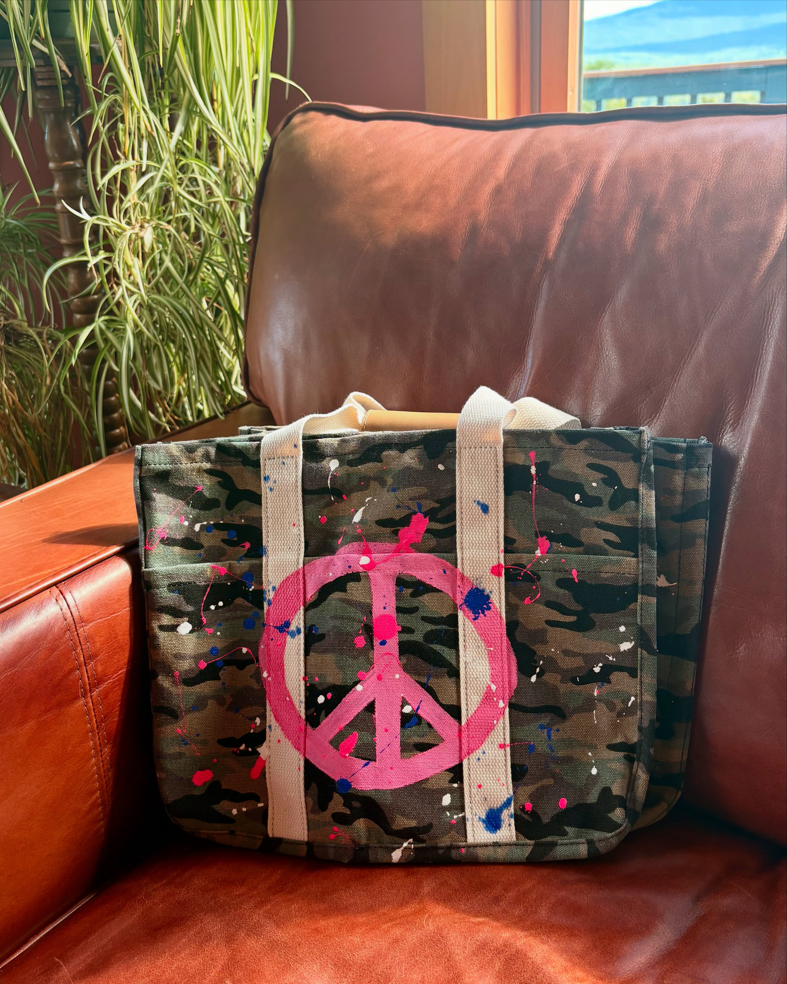 Peace Please Camo Tote