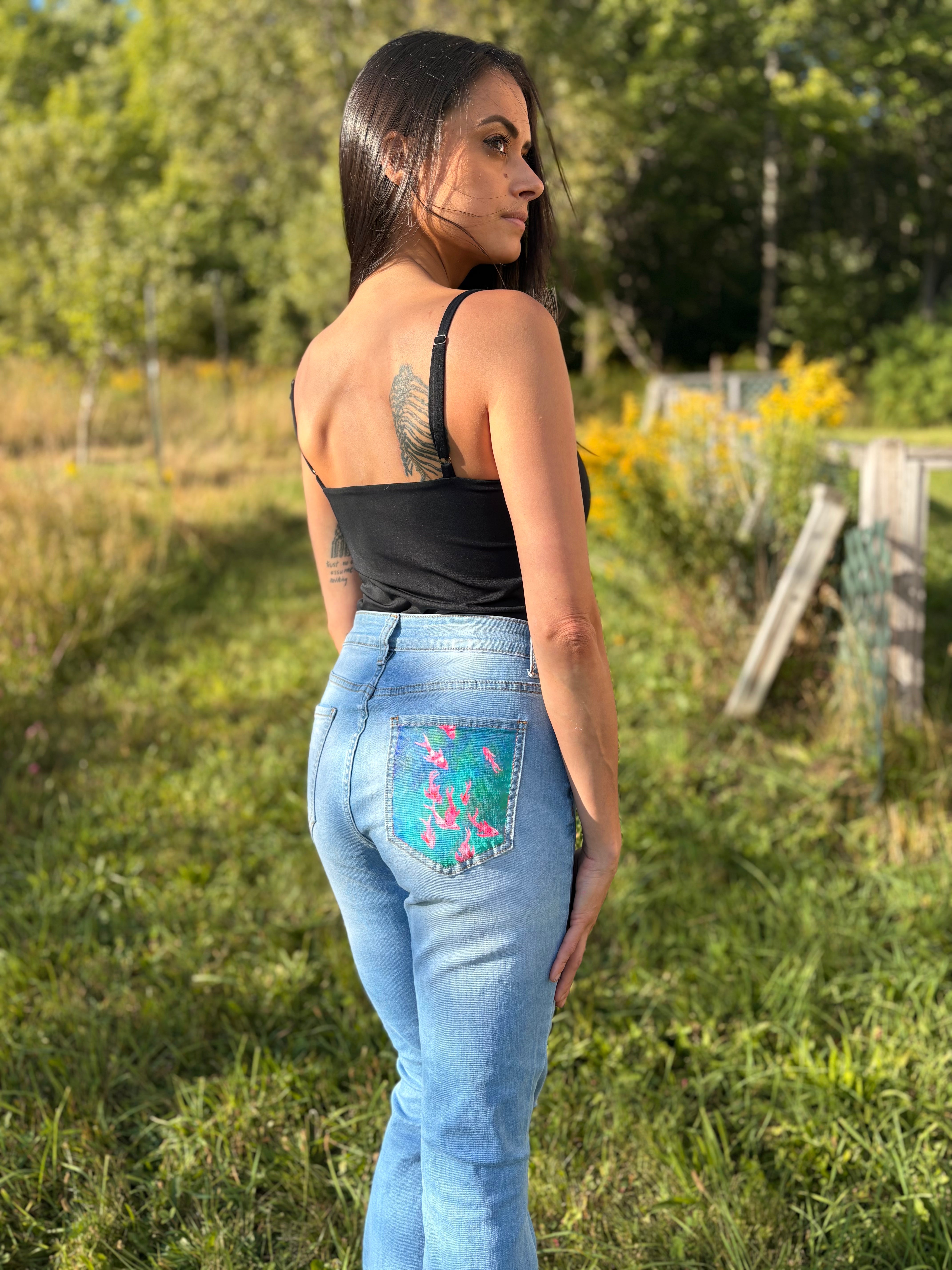 Pink Koi Denim Pant