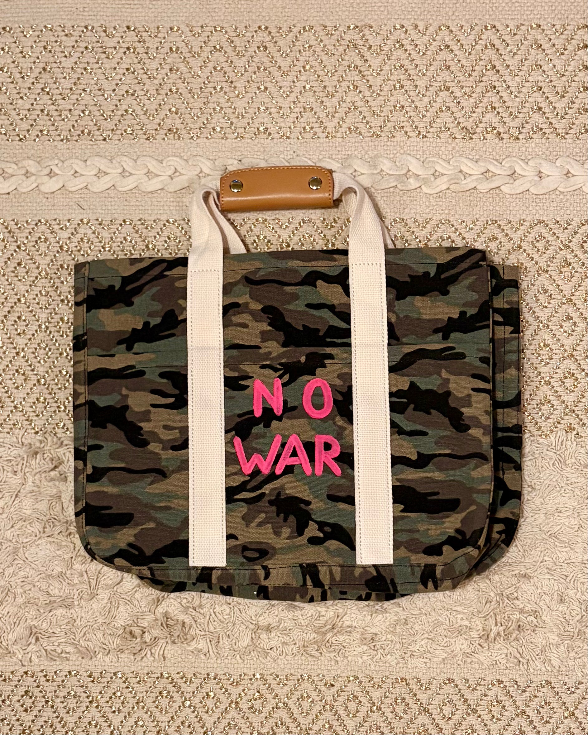 No War Camo Tote