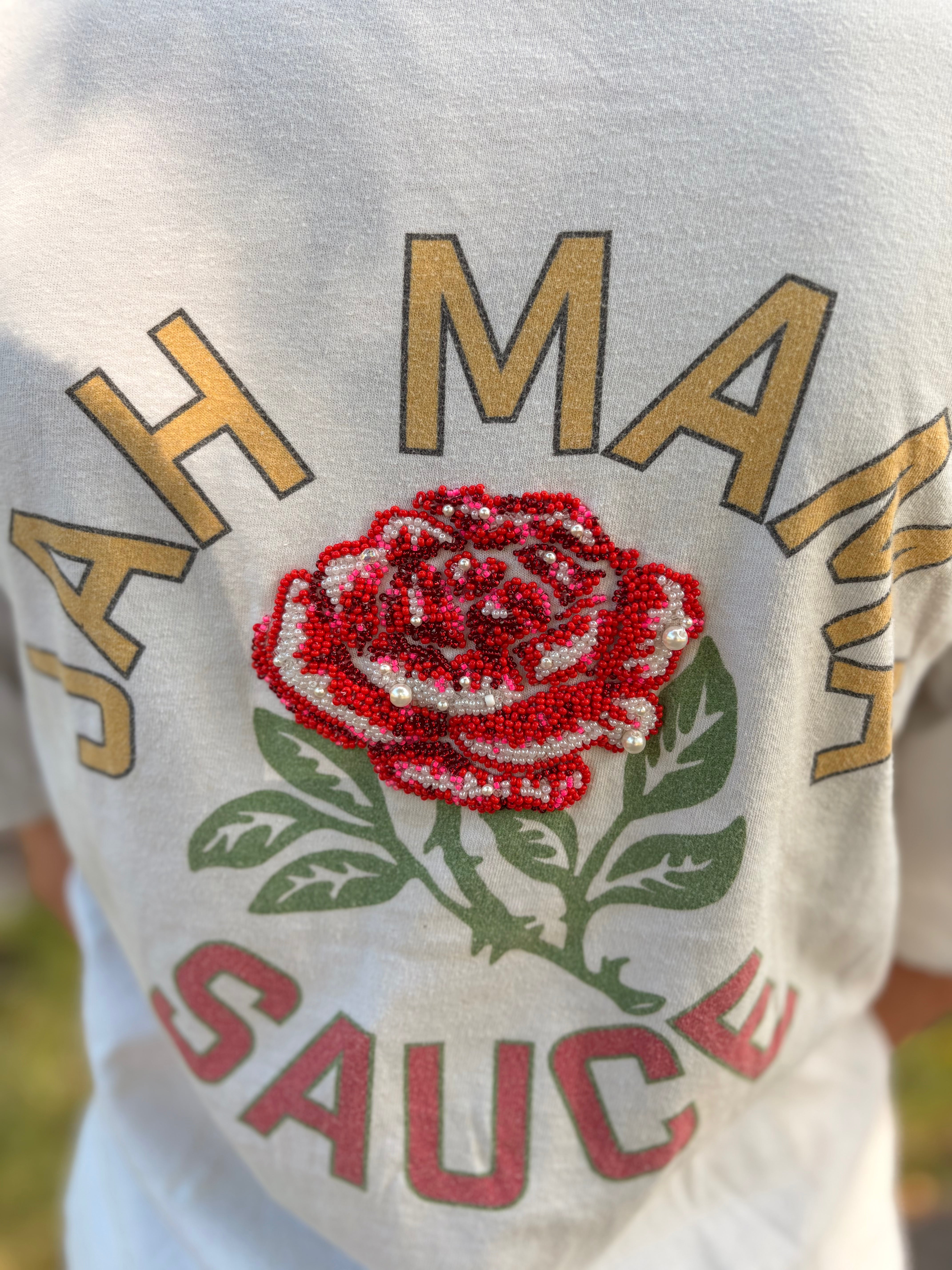 Hot Sauce Beaded Rose Tee