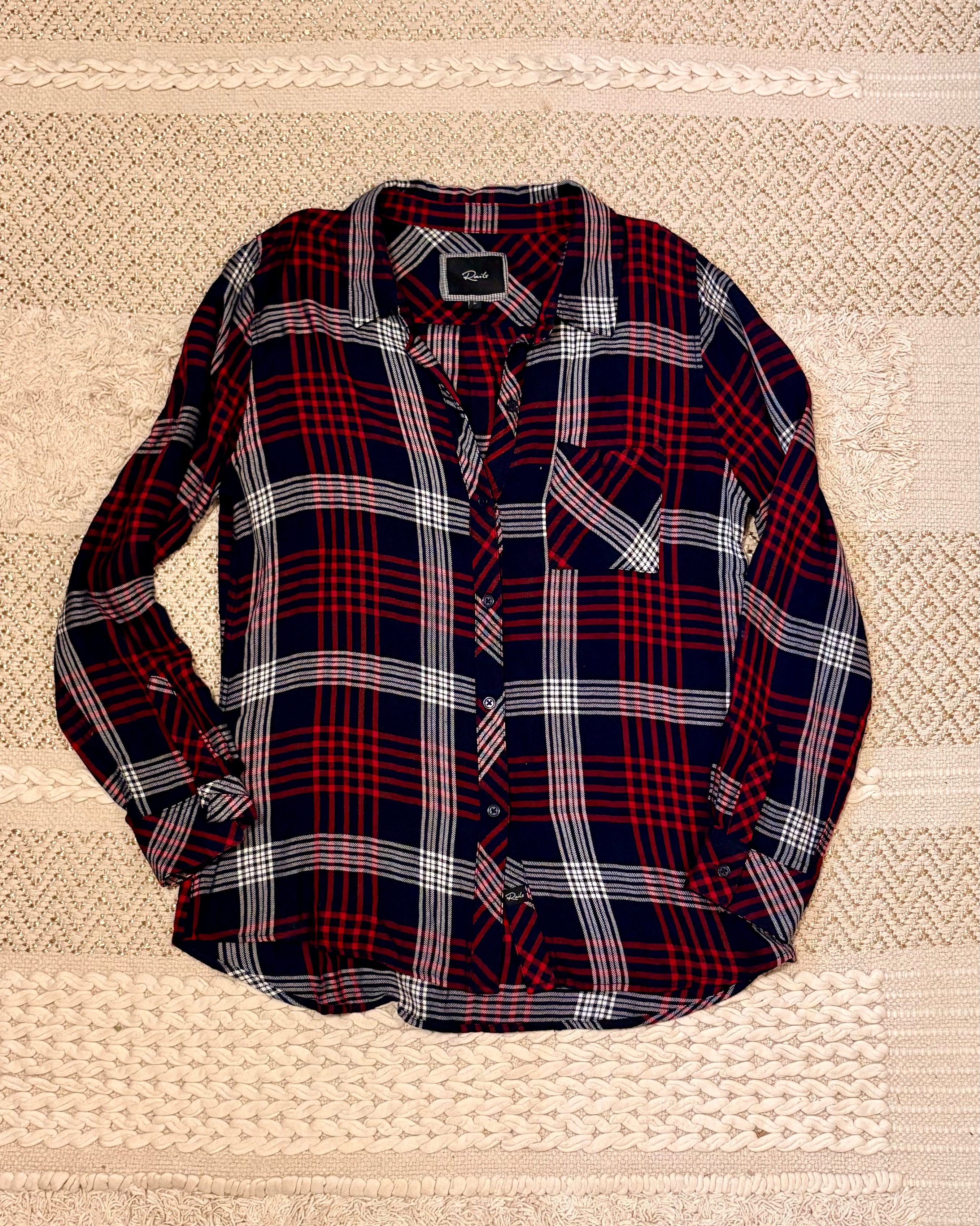 Vintage Rails Red/Blue/White Flannel