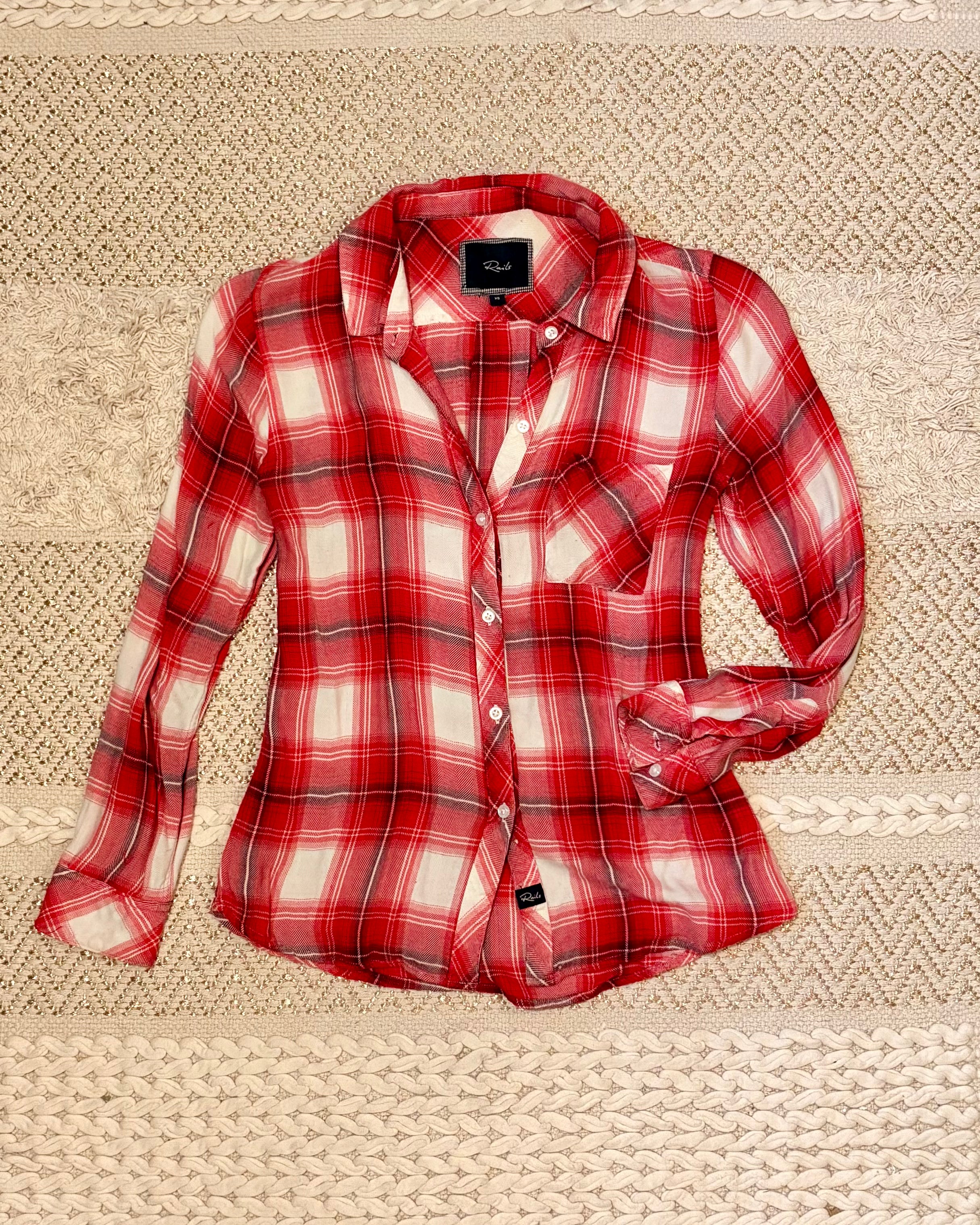 Vintage Rails Red/White Flannel