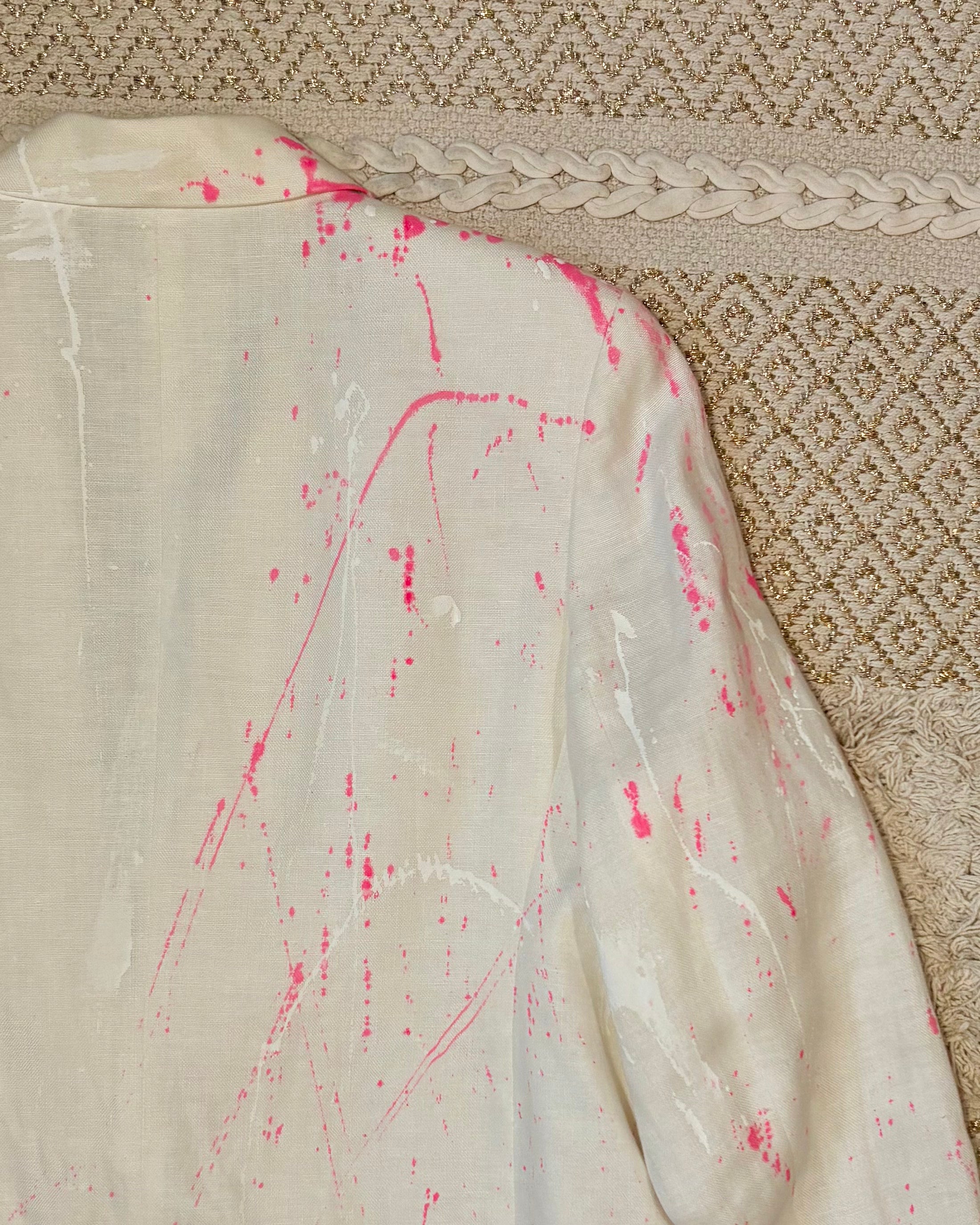 Painter's Pink & White Linen Blazer