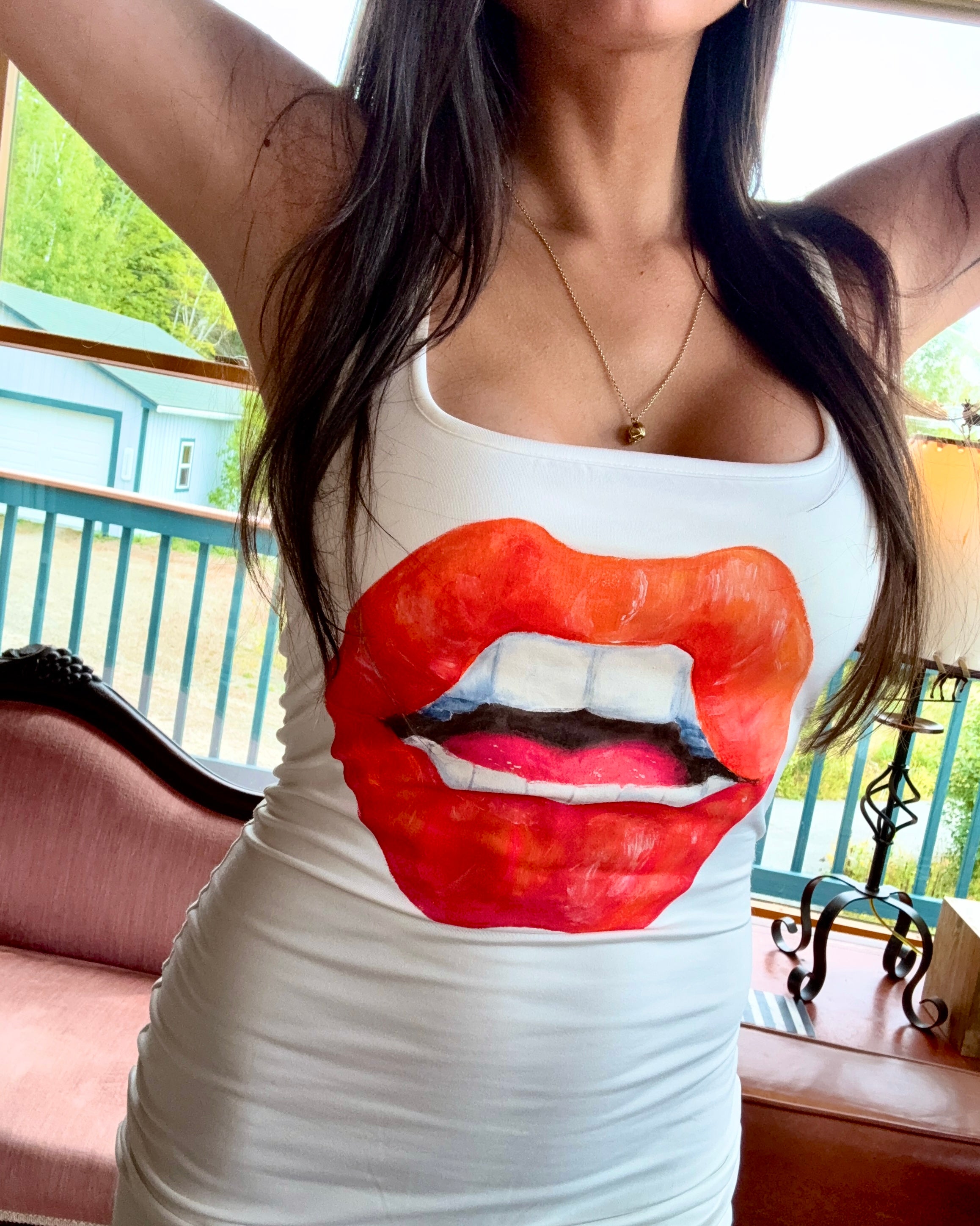 Lips White Mini-Dress