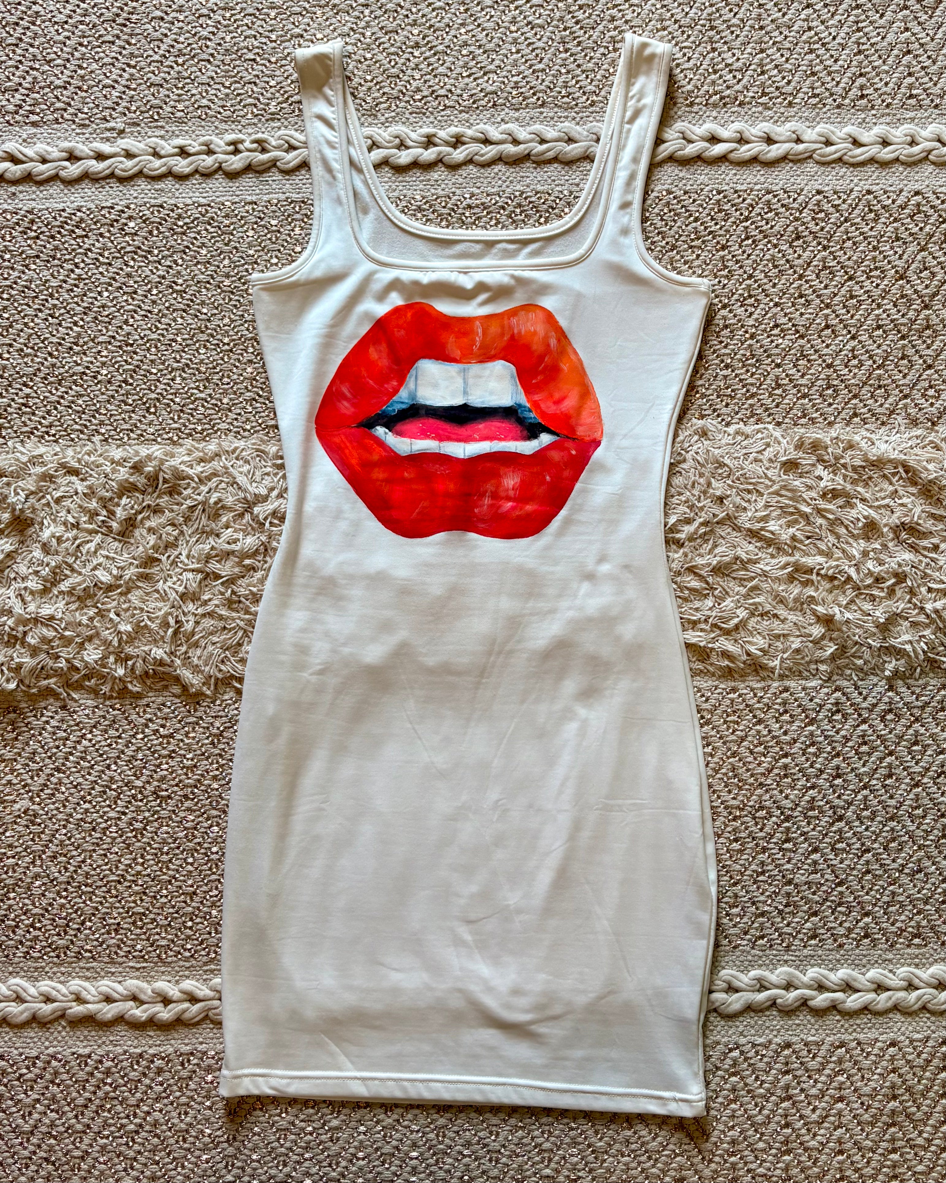 Lips White Mini-Dress