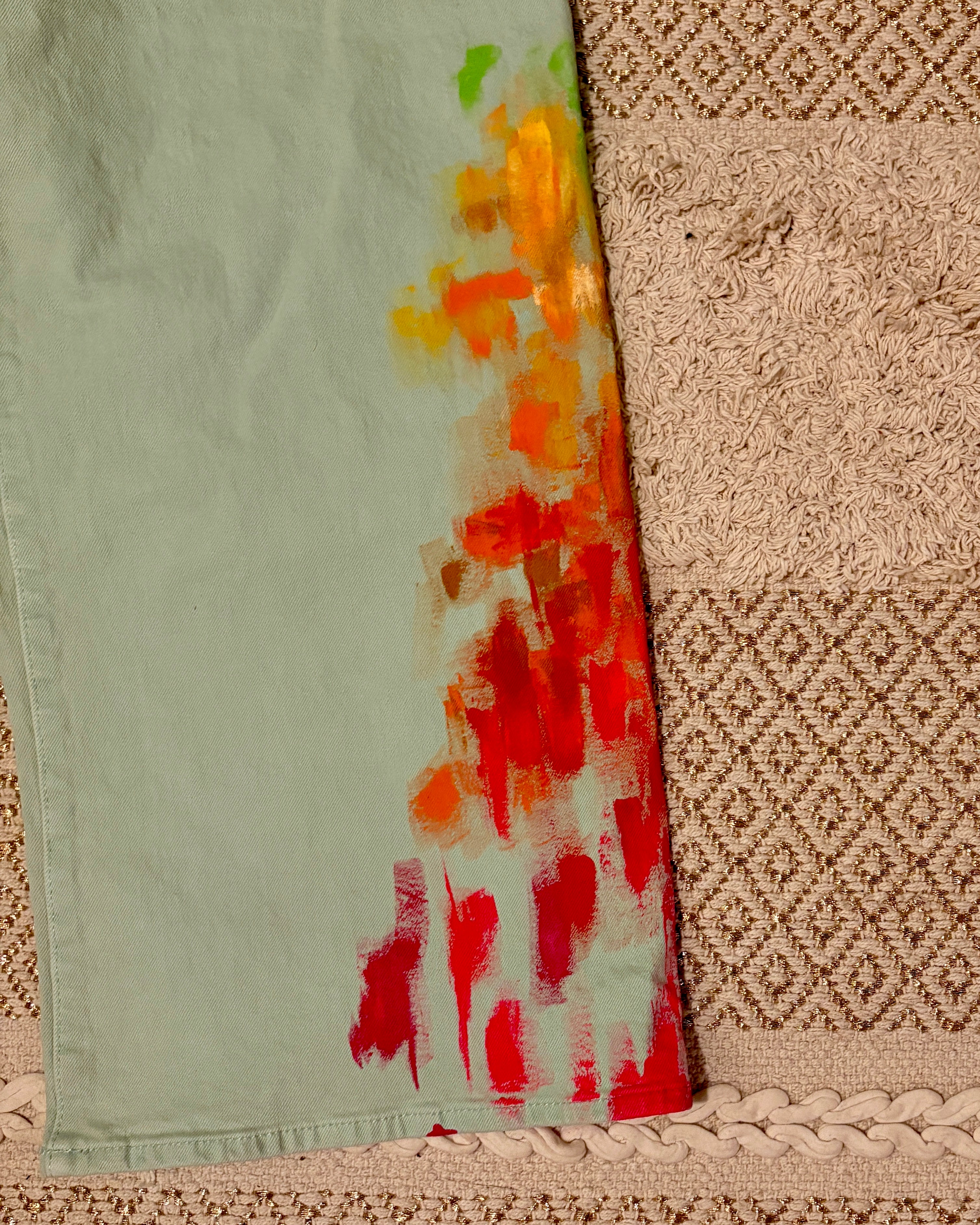 Vintage Seafoam Rainbow Scale Denim