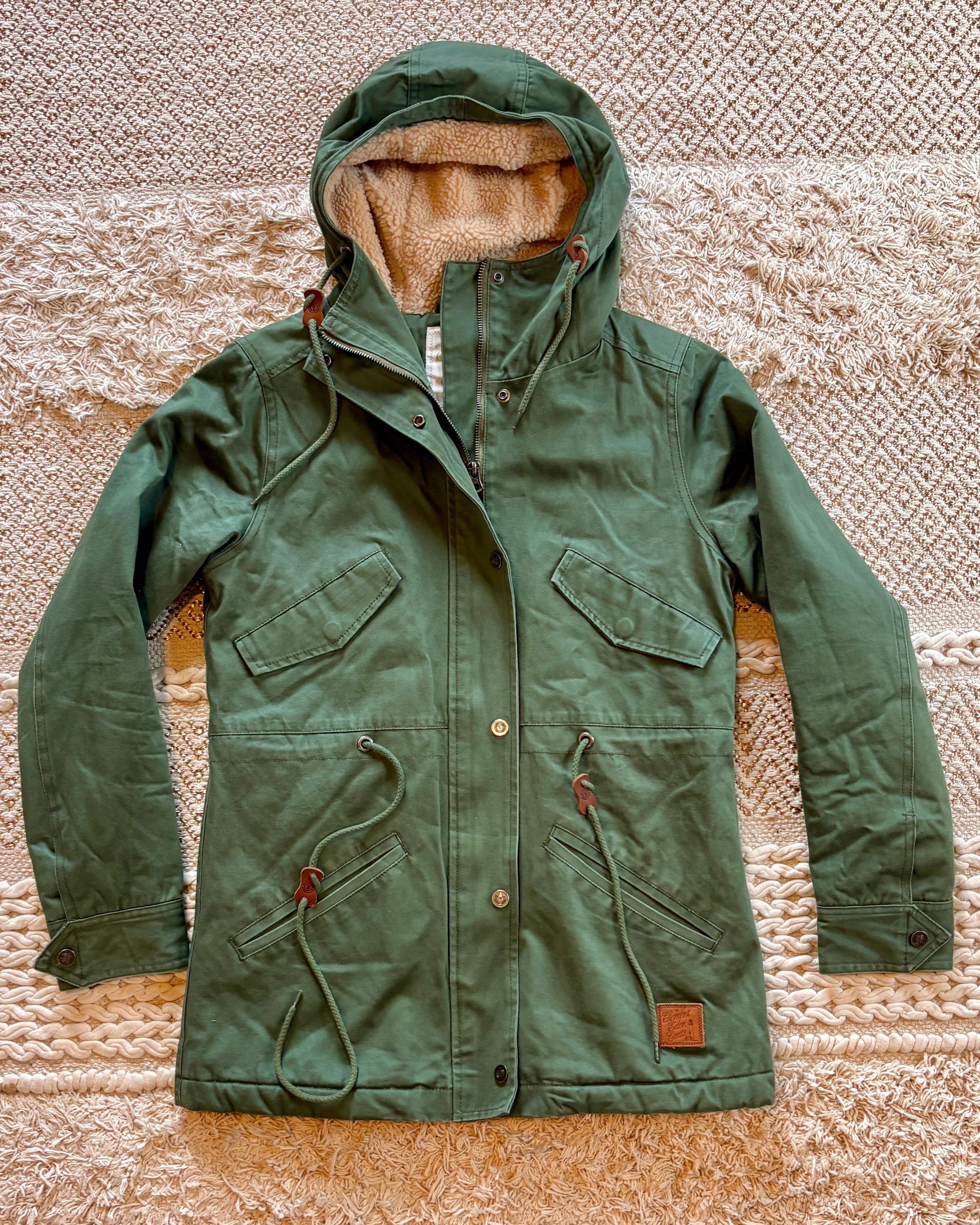 Fleece-Lined Green Canvas Chore Jacket