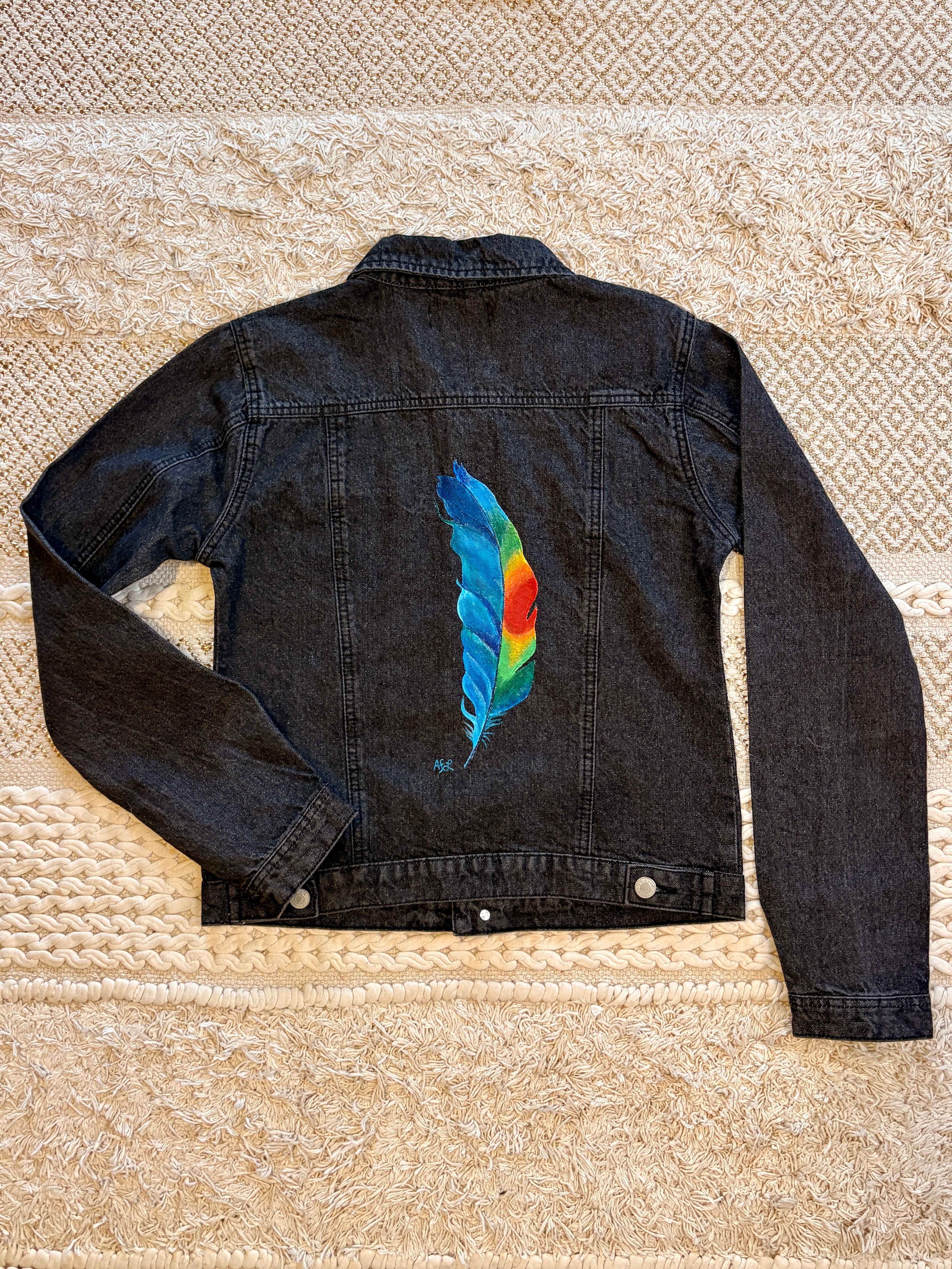 Rainbow Feather Denim Jacket