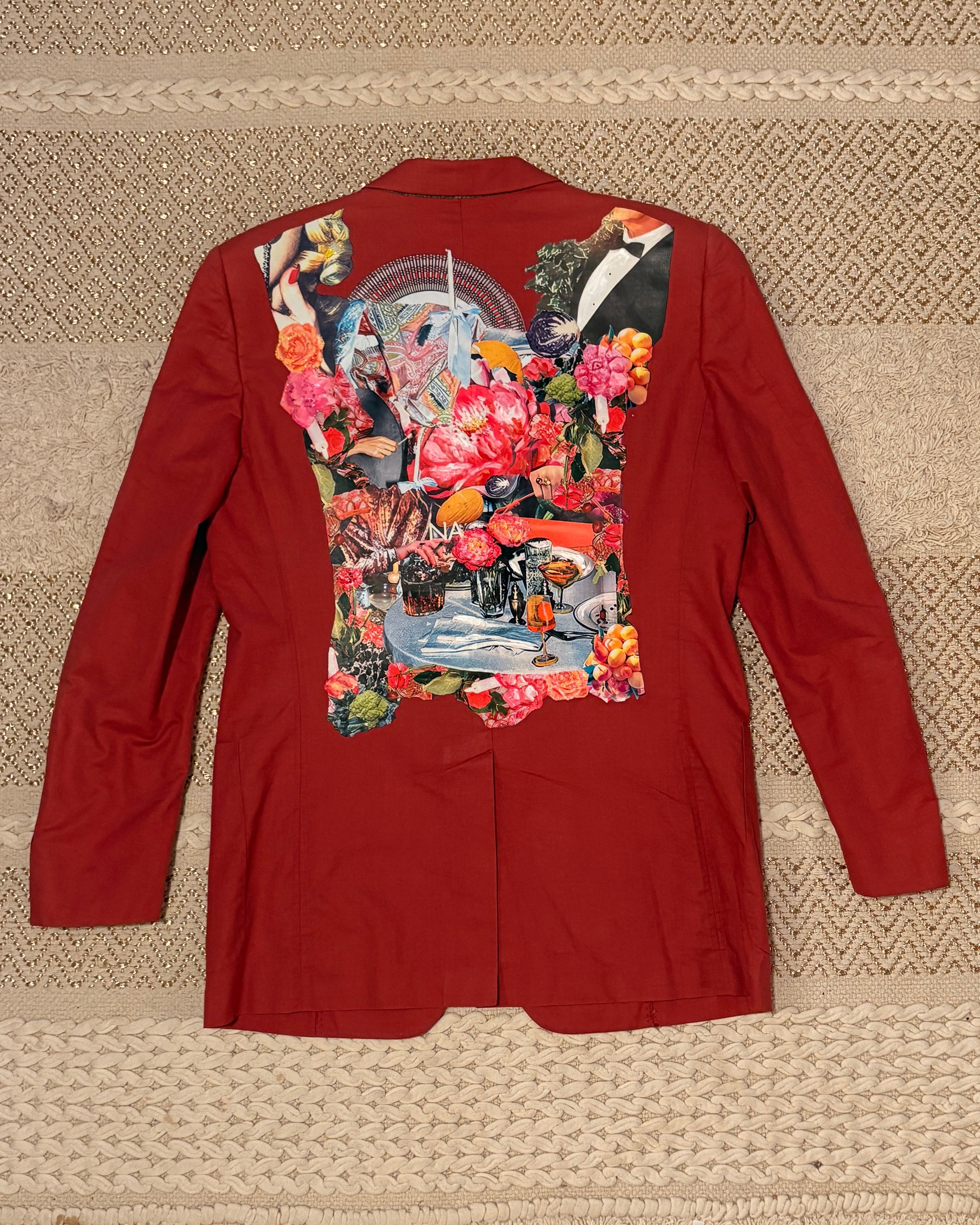 Hand-Beaded Collage on Vintage YSL Blazer