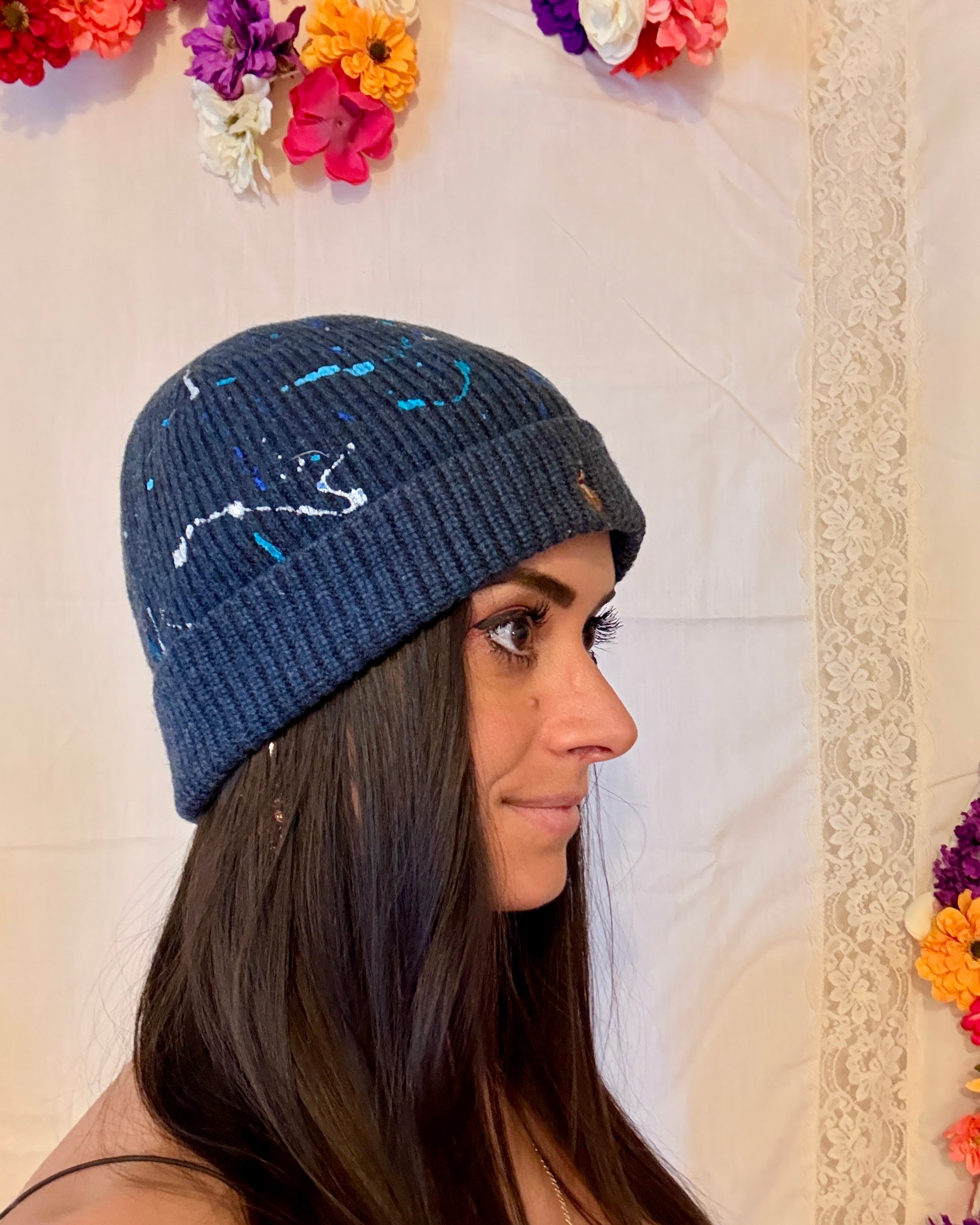 Splattered Polo Navy Beanie