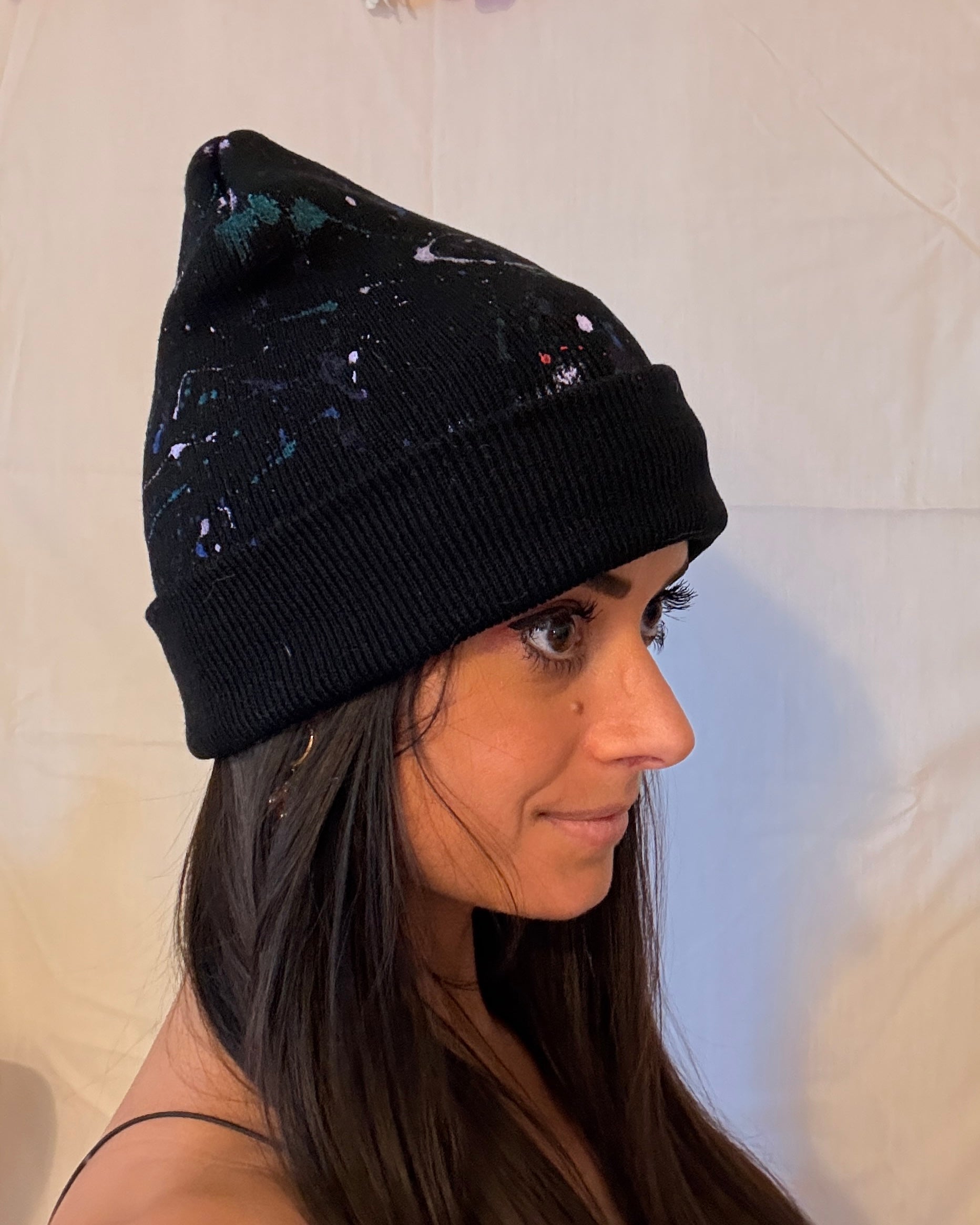 Splattered Purple Beanie
