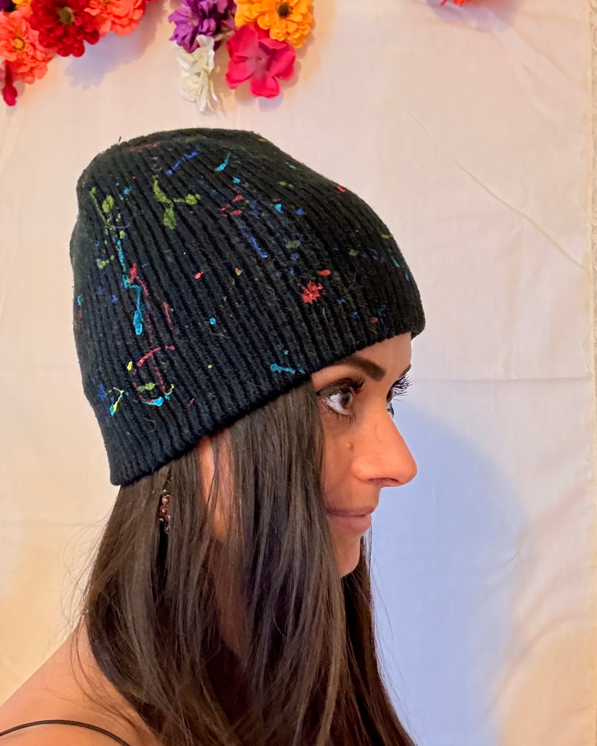 Splattered Beanie Rainbow
